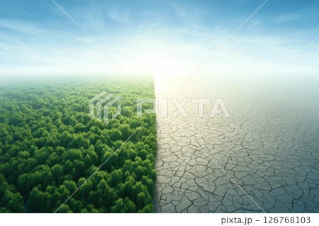 Climate Change Concept: Forest and Desert Divide Climate Change Concept: Forest and Desert Divide 126768103