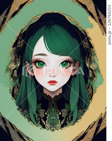 緑色をモチーフにした女性キャラクター 126768203