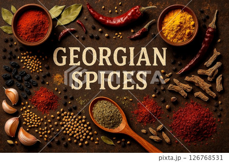 Colorful Spices Collage with Vibrant Variety Colorful Spices Collage with Vibrant Variety 126768531