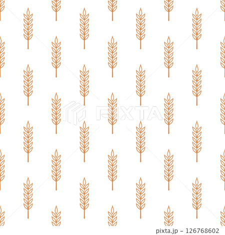 Vector Seamless Pattern with Agriculture Wheat and Cereal Ears. Organic Wheat, Rice Ear Design Template. Bread, Beer Packaging, Farming, Organic Food Concepts Vector Seamless Pattern with Agriculture Wheat and Cereal Ears. Organic Wheat, Rice Ear Design Template. Bread, Beer Packaging, Farming, Organic Food Concepts 126768602