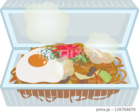 盛り付けられた焼きそばのイラスト 126768670
