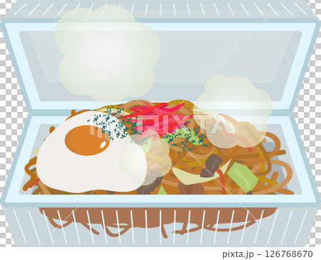 盛り付けられた焼きそばのイラスト 126768670
