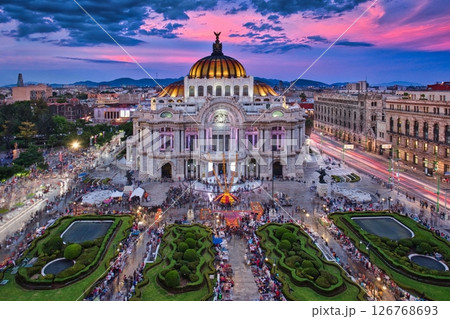 Photo of the Palacio of Bellas Artes at the sunset time 126768693