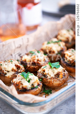 Stuffed mushroom appetizer for wine 126768802