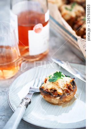 Stuffed mushroom appetizer for wine 126768803