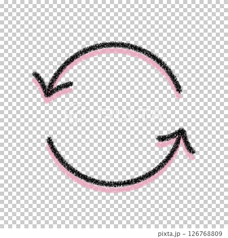 Simple illustration of pink rotating arrows | symbol of recycling or renewal Simple illustration of pink rotating arrows | symbol of recycling or renewal 126768809