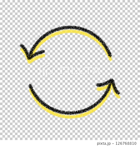 Black and yellow rotating arrows - simple illustration | symbol of recycling and renewal 126768810