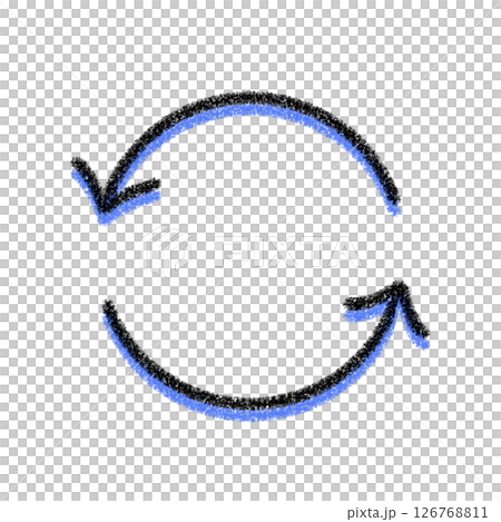 Black and blue rotating arrows - simple illustration | symbol of recycling and renewal Black and blue rotating arrows - simple illustration | symbol of recycling and renewal 126768811