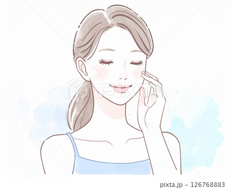 お肌トラブルに悩む若い女性 126768883