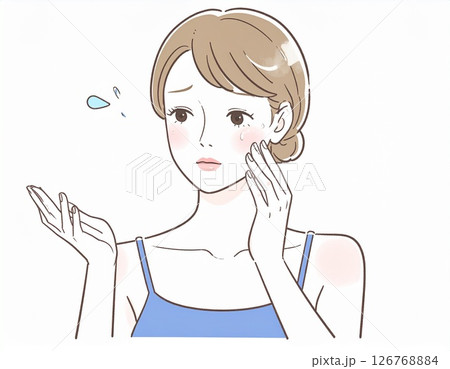 お肌トラブルに悩む若い女性 126768884