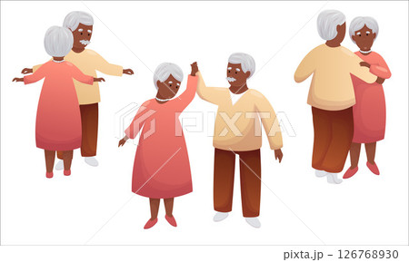 Cute elderly couple dancing together. Happy seniors spending time together actively 126768930