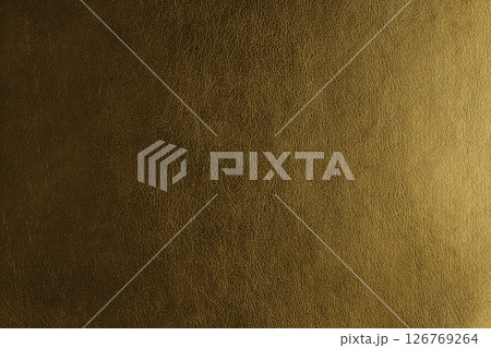 Glossy structure yellow genuine leather with gradient lighting effect, leatharette texture 126769264