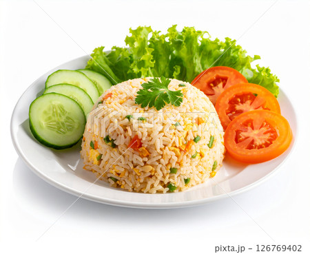 野菜が添えられたチャーハン 126769402