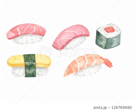 パステルカラーのかわいいお寿司 126769880