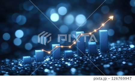 Growing Business Graph on Glittering Surface 126769947