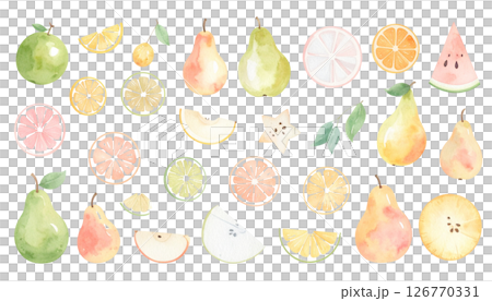 背景透過いろんなフルーツ 126770331