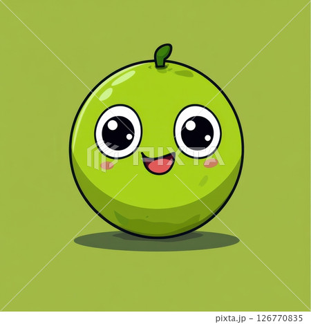 Adorable Cartoon Avocado Character with Happy Face and Big Eyes 126770835