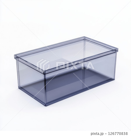 Transparent Plastic Box with Lid Isolated on White Background 126770838