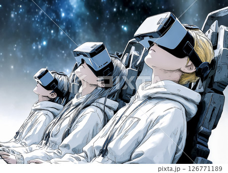 VRを利用した未来の教育の授業のイラスト素材 126771189