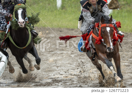 相馬野馬追　飾り付けられた馬　福島県南相馬市 126771223