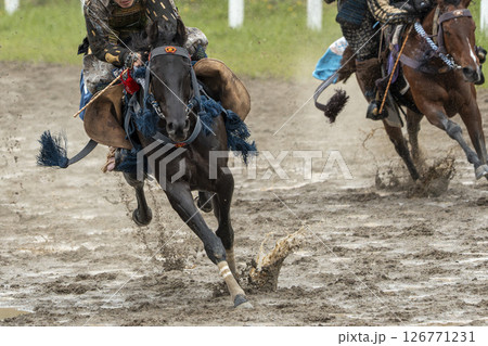 相馬野馬追 飾り付けられた馬 福島県南相馬市 相馬野馬追 飾り付けられた馬 福島県南相馬市 126771231