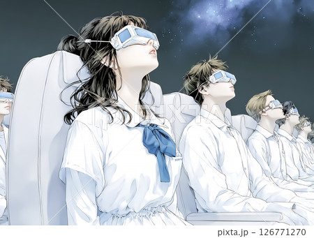 VRを利用した未来の教育の授業のイラスト素材 126771270