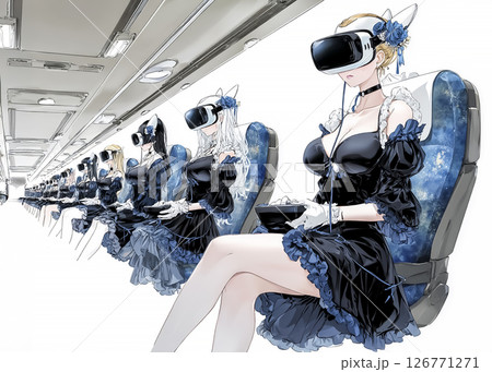 VRを利用した未来の教育の授業のイラスト素材 126771271