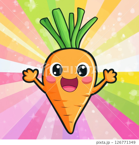 Cute Chubby Carrot Character in Kawaii Cartoon Style Illustration 126771349