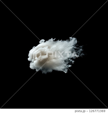 Delicate Cloud Floating Effortlessly Against Black Background 126771369