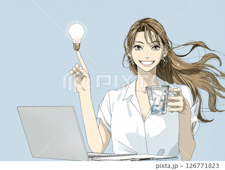アイデアが浮かんだビジネスウーマンのイラスト素材 126771823