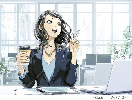 アイデアが浮かんだビジネスウーマンのイラスト素材 126771825