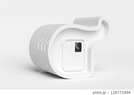 Abstract white house with curved roof on white background. Modern architecture with empty building. Concept building business. Futuristic design concepts.3D rendering Abstract white house with curved roof on white background. Modern architecture with empty building. Concept building business. Futuristic design concepts.3D rendering 126771894