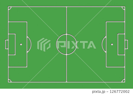 3d green plastic floor, Top view of standard size layout empty sport soccer field, Team sports recreation competition background, 3d rendering 126772002