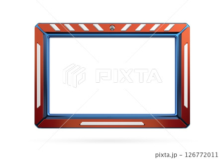 Red blue metal picture frame isolated on white background with copy space, Blank thin frame with empty space for decorative use. 3d rendering. 126772011