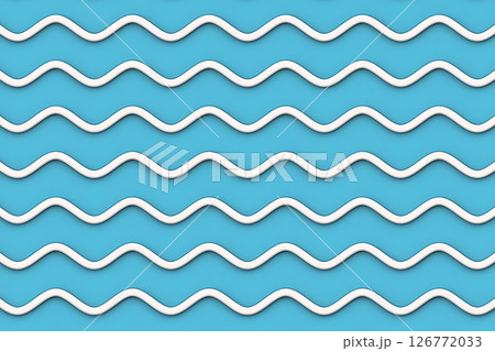 Blue white wavy line pattern. Ripple texture. Modern ceramic wall tile texture. Abstract pattern background, 3d rendering 126772033