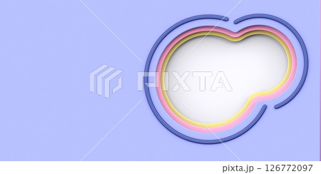 Polychrome abstract background with purple paper cut round holes. minimal style, Paper cut layer border, 3d rendering 126772097