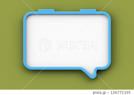 Abstract light blue square frame on green background, Speech bubble, social media comment, banner advertising, promotion and sale billboard, dialogue box infographic, 3d rendering 126772105