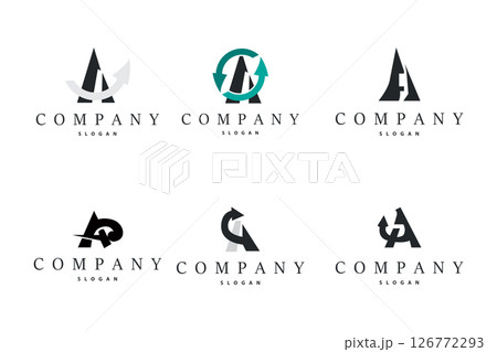 Set Bundle Minimal Initial A Letter Logo, Modern And Luxury Geometric Design, Icon Vector Template Element 126772293