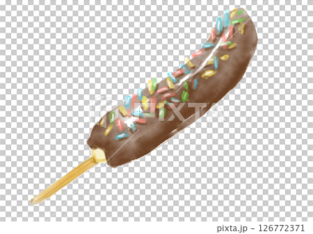 美味しそうな屋台のチョコバナナの手描き水彩イラスト 126772371
