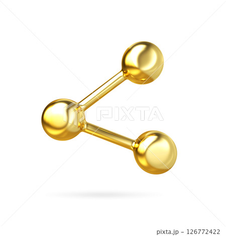 Gold metal share icon. Share sign and symbol, 3d rendering Gold metal share icon. Share sign and symbol, 3d rendering 126772422