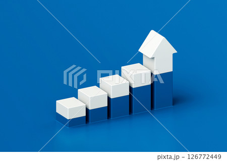 Blue white stair step to growth success, progress way and forward achievement creative concept, business way, 3d rendering Blue white stair step to growth success, progress way and forward achievement creative concept, business way, 3d rendering 126772449