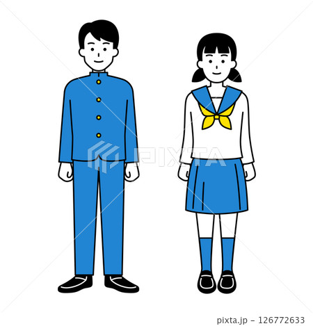直立する男女の学生（全身） 126772633
