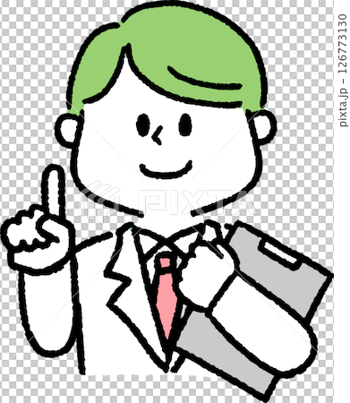 A male doctor holding a file and pointing A male doctor holding a file and pointing 126773130