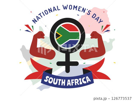 Happy Women's Day in South Africa Celebration Vector Illustration Featuring an Ethnic Black Woman and Waving Flag on a National Holiday Background 126773537