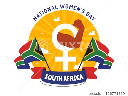 Happy Women's Day in South Africa Celebration Vector Illustration Featuring an Ethnic Black Woman and Waving Flag on a National Holiday Background 126773539