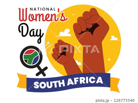 Happy Women's Day in South Africa Celebration Vector Illustration Featuring an Ethnic Black Woman and Waving Flag on a National Holiday Background Happy Women's Day in South Africa Celebration Vector Illustration Featuring an Ethnic Black Woman and Waving Flag on a National Holiday Background 126773540