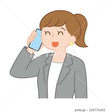 明るく電話対応するビジネスウーマン 明るく電話対応するビジネスウーマン 126774261