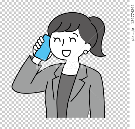 一位開朗的女商人接聽電話 一位開朗的女商人接聽電話 126774262