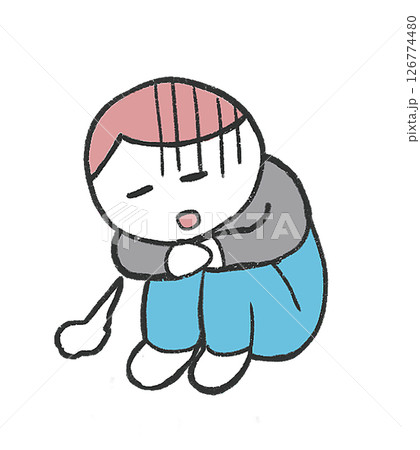 元気が出ないため息をしている人 元気が出ないため息をしている人 126774480