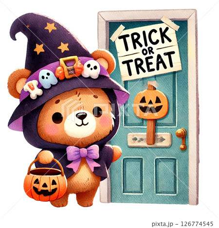 Cute bear dressed as a wizard ready for Halloween fun. 126774545